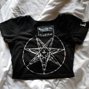 Western Evil Baphomet Crop Top